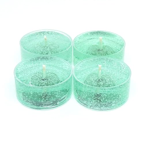 Miniatura 2 de 4 Pack Unscented SEAFOAM GREEN COLOR Mineral Oil Based Up To 8 Hours Each Tea Lights Candles for weddings special events The Gel Candle Company