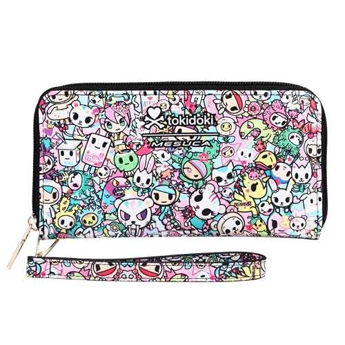 Tokidoki Wallet with Wristlet PU Leather RFID Blocking Credit Card Holder Large Capacity Zipper Phone Wallet (pink)