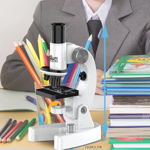 NMM Mikroskop für Kinder, 200x-4800x Lupe Kinder, Tragbares Mikroskop Set, Experimentelles Pädagogisches Spielzeug, Dias, Dauerpräparaten, Oster Jungen und Mädchen