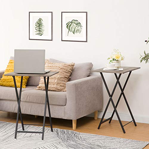HOOBRO Beistelltisch Klappbar, Kleiner tabletttisch, TV Tray 2er Set, klapptisch Snack Tisch Industriestil, Sofatisch für kleinen Raum… – Ansicht 4