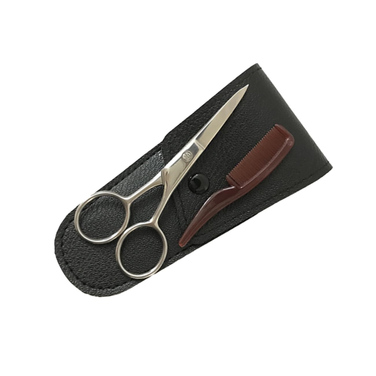 minkissy 3sets Forbici Per Sopracciglia e Barba Acciaio Inossidabile Kit Di Portatile Con Pettine e Borsa Di Stoccaggio Utile Per Uso Professionale e Domestico