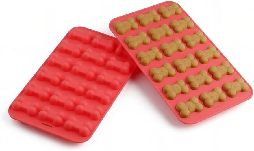 Mini Dog Bone Silicone Mold, 18-Cavity Orange Bone Shaped Mold for Homemade Dog Treats, Chocolate, Candy, Gummies, Fondant, Ice Cubes, Soap, Wax Melts and DIY Crafts