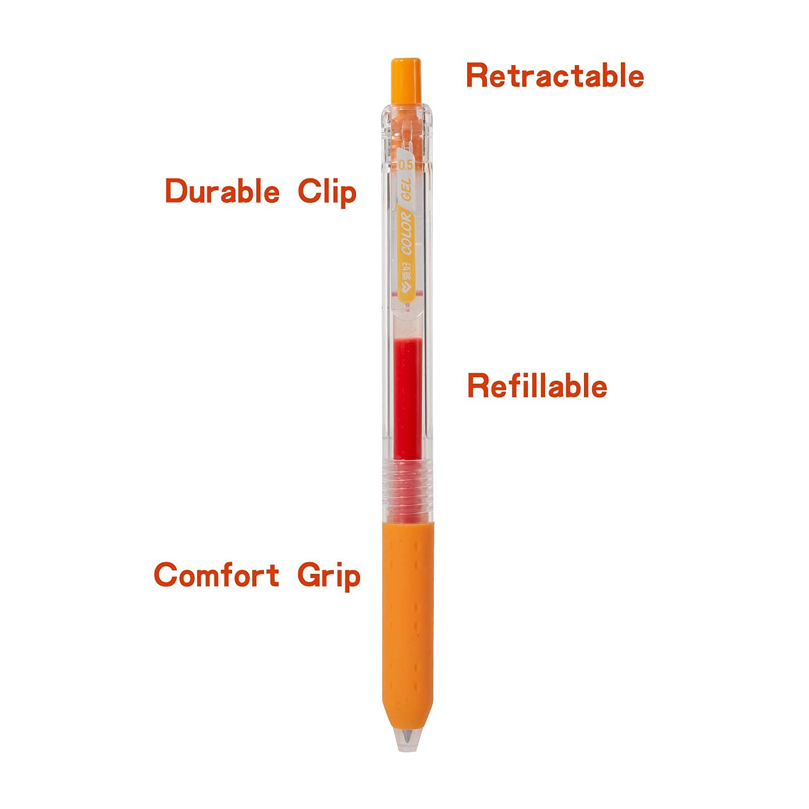AIHAO Bolígrafo de gel de tinta colorida, punta fina de 0,5 mm, surtidos, 48 colores, dibujo, diario, toma de notas para escuela, oficina, hogar, bolígrafos retráctiles de tinta de gel
