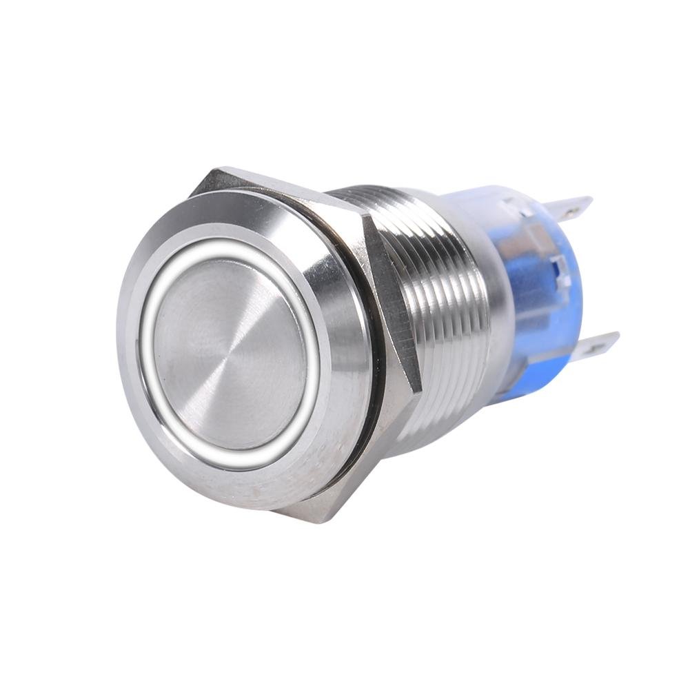 Image secondaire de 19mm 12-24V Interrupteur à Bouton-Poussoir LED, Keenso Interrupteur à Bascule Autobloquant à Verrouillage Automatique Commutateur