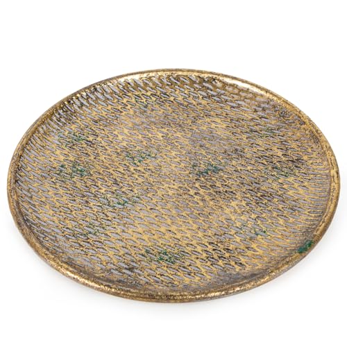 Logbuch-Verlag Piatto piatto in metallo vintage dorato, diametro 28 cm, ciotola decorativa rotonda in metallo per la decorazione
