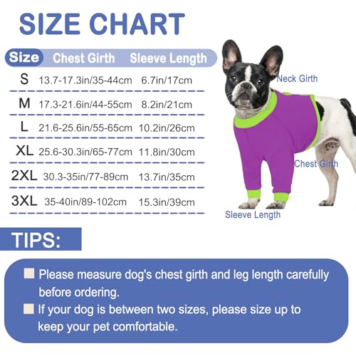 Image of KOESON Dog Recovery Sleeve for Front Legs, Soft Pet Recovery Suit After Surgery, Adjustable Dog Leg Elbow Protector, Pet Wound Care Shirt to Stop Licking, E-Collar Cone Alternative, Purple 2XL
