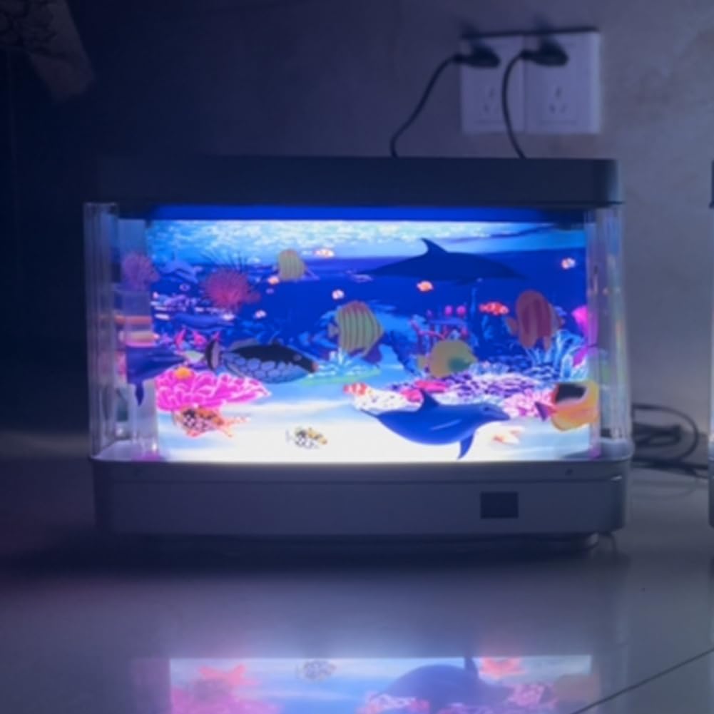 Künstliche Tropische Aquariumlampe, Aquarium-Nachtlicht, Virtueller Ozean, Dynamische LED-Tischlampe, Raumdekoration, Geschenk, Langlebig, Einfach zu Bedienen, EU-Stecker
