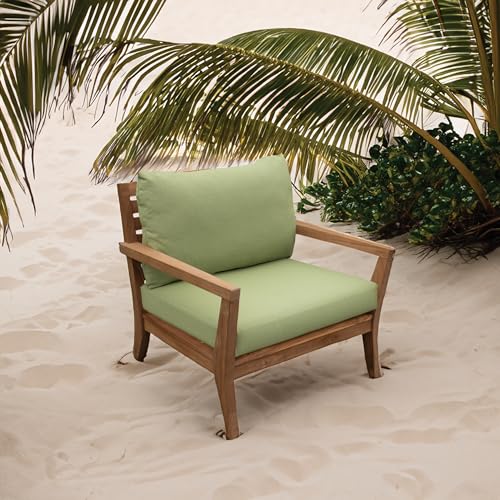 Image of Tommy Bahama Sunbrella Fabric 1-Piece Outdoor Knife Edge Deep Seat Lounge Chair Seat and Back Cushion Set, Bamboo Bay Pear