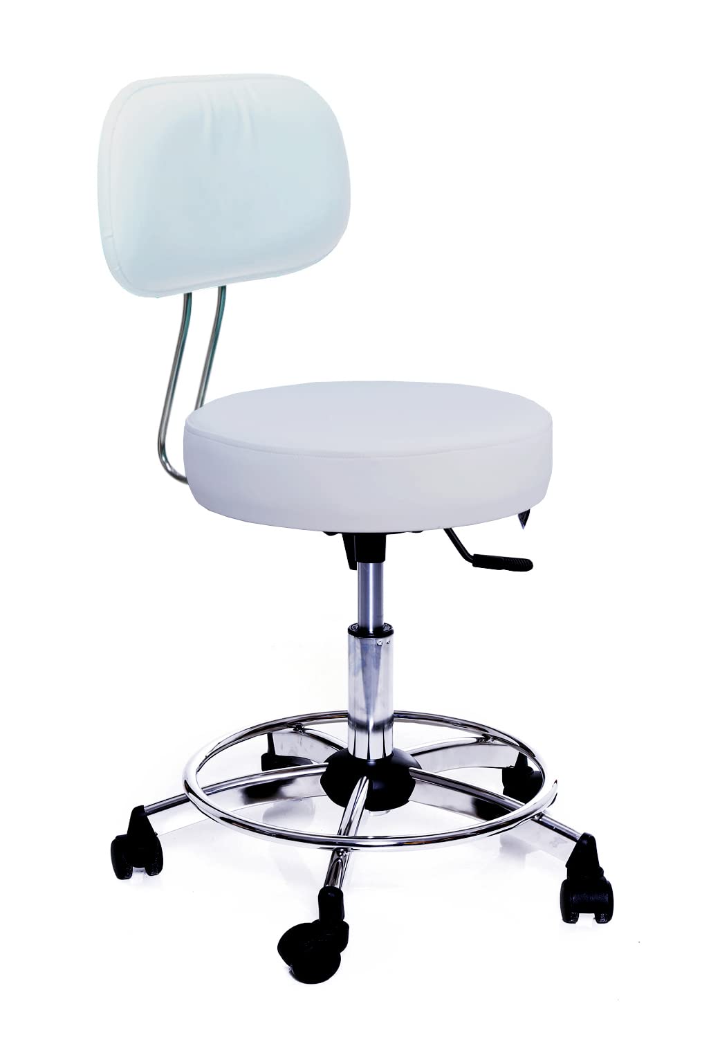 Sgabello Da Lavoro GALIZIA Con Poggiapiedi Girevole - Per Estetista, Dentista, Medico, Rotazione 360&deg;
