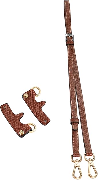 Chispee Purse Straps Replacement, Leather Handbag Crossbody Shoulder Strap Kit Adjustable for Mini Longcamp Tote Bag Women,Punch FreeBrown Gold