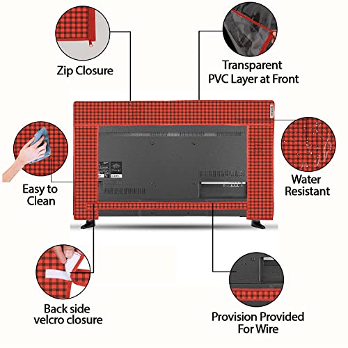 Image of Transparent LCD /LED T.V Protector Cover with Zipper Enclosure for 32 Inch Suitable for All Major Brand & Model (Color-Red, Size-29x3x19 Inches)