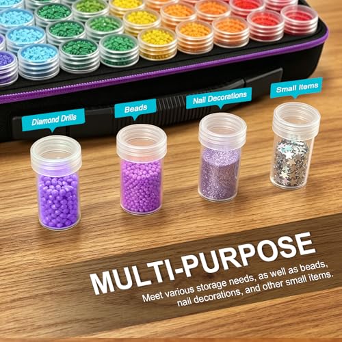 Image of ZORETCO Diamond Art Storage with 60 Containers, Diamond Art Kits for Adults | Diamond Painting Storage Case with Tools, Diamond Art Supplies Storage for Diamond Painting Accessories, Bead Gem Organizer
