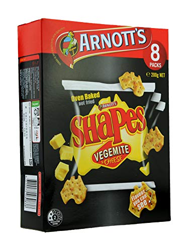 Arnott's Shapes, Vegemite & Cheese, 8 Pack, Oven Baked Not Fried