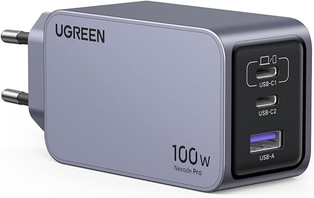 UGREEN Nexode Pro Ładowarka USB C 100 W GaN Ładowarka Mini USB C Zasilacz 3-portowa szybka ładowarka PPS 45 W kompatybilna z MacBook Pro/Air, iPad, iPhone 15 Pro Max, Galaxy S23 Ultra, Dell XPS
