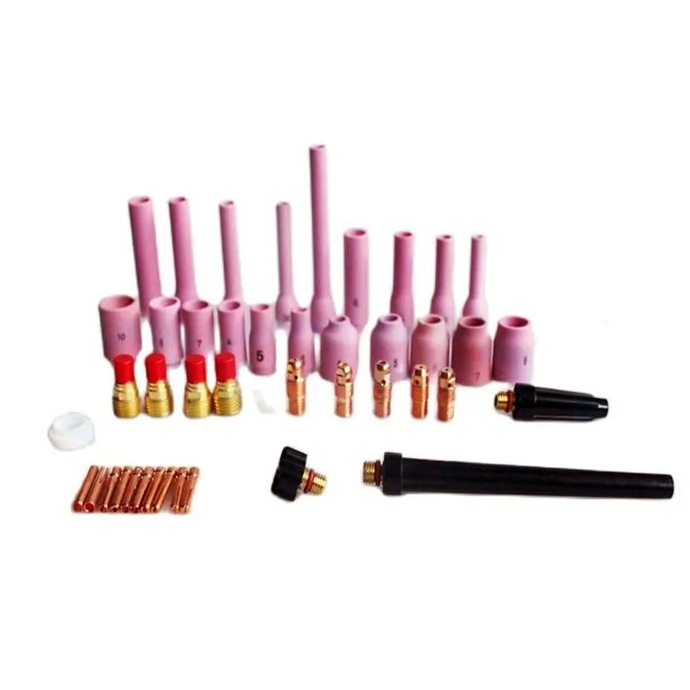 Kit de consumibles de antorcha Tig, boquilla larga de alúmina, tapa trasera, Cuerpo De Mandril compatible con antorcha de soldadura TIG SR WP9 20 25, 43 Uds.