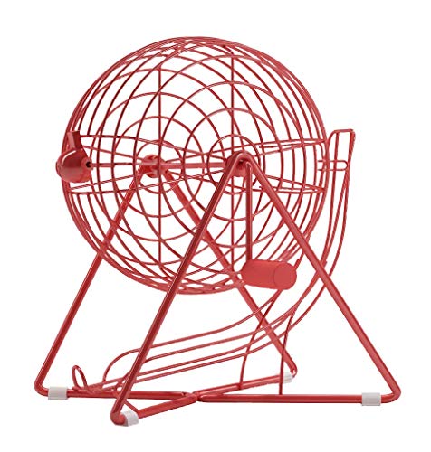 MR CHIPS Professional Steel 11 Inch Bingo Cage - Lucky Red - Cage Only
