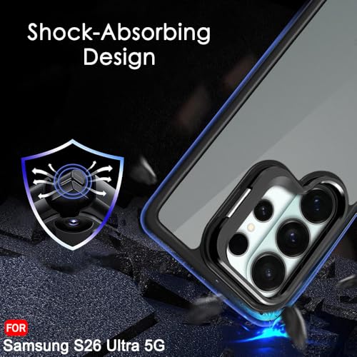 Image of TheGiftKart for Samsung S26 Ultra Case | Shockproof Hard Back Cover | Built-in Stand | Hybrid Shockproof Galaxy S26 Ultra Back Cover Case (PC & TPU, Matte Frosted Back, Translucent Black)
