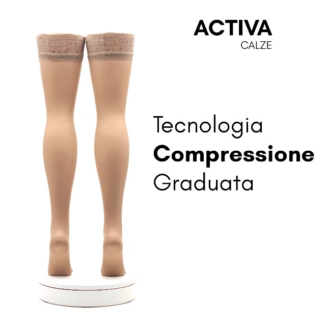 Calze Autoreggenti A Compressione Graduata 70 Denari - Made In Italy Per Circolazione E Gambe Stanche - Foto 4