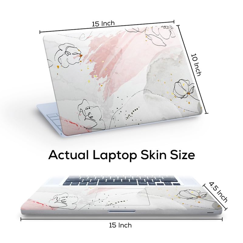 Image of Floral D39 Top+Wrist Pad Vinyl Laptop Skin /Sticker /Cover for 15 to 15.6 Inches Laptops Laminated-Removable-HD Quality Compatible for Hp-Dell-Sony-Lenovo-Asus etc.(15x10 Inches)
