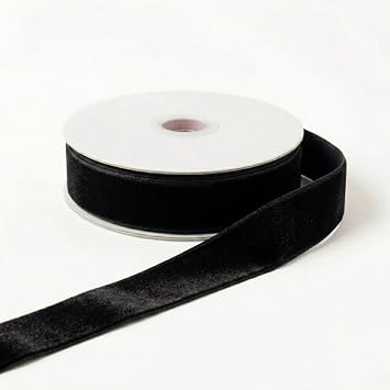 IDONGCAI Black Flocked Velvet Ribbon 1 Inch x 10 Yards for Crafts