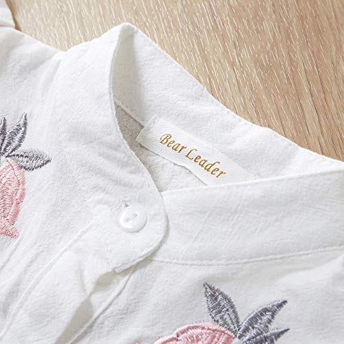 oklady Toddler Girl Clothes Ruffle Floral Embroidery Shirt and Shorts Set2