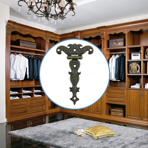 INCREWAY Antique Folding T-Hinges,4PCS Bronze Decorative Hinges Retro Carved Hardware for Doors Cabinet Cupboard & Jewelry Box - Image 4