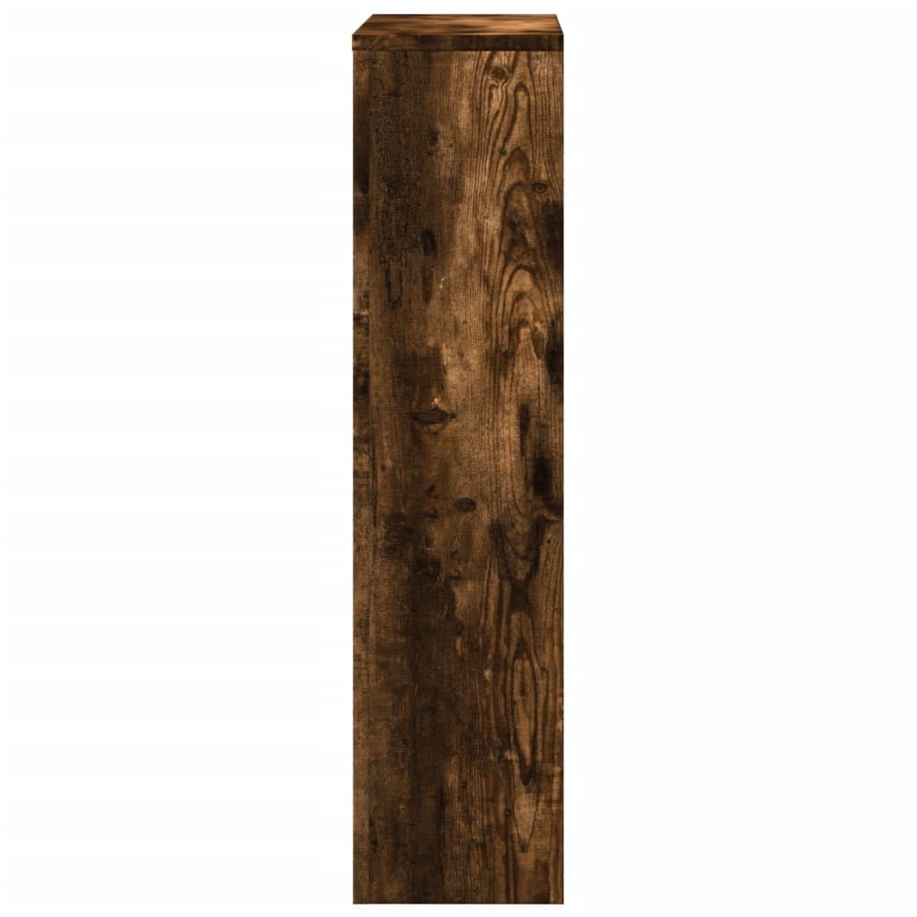 Heizkörperverkleidung Räuchereiche aus Holzwerkstoff 78 x 20 x 82 cm, moderne Heizkörper Abdeckung mit vertikalen Latten, Wandhalterung, Ablage für Wohnzimmer und Renovierung