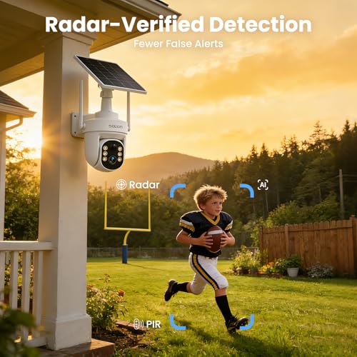 Image of SOLIOM Security Cameras Wireless Outdoor, 6-Camera Solar Security System, 5MP 3K Color Night Vision, Radar Motion Detection, 360 Auto Tracking, No Monthly Fees, 64GB Local Storage