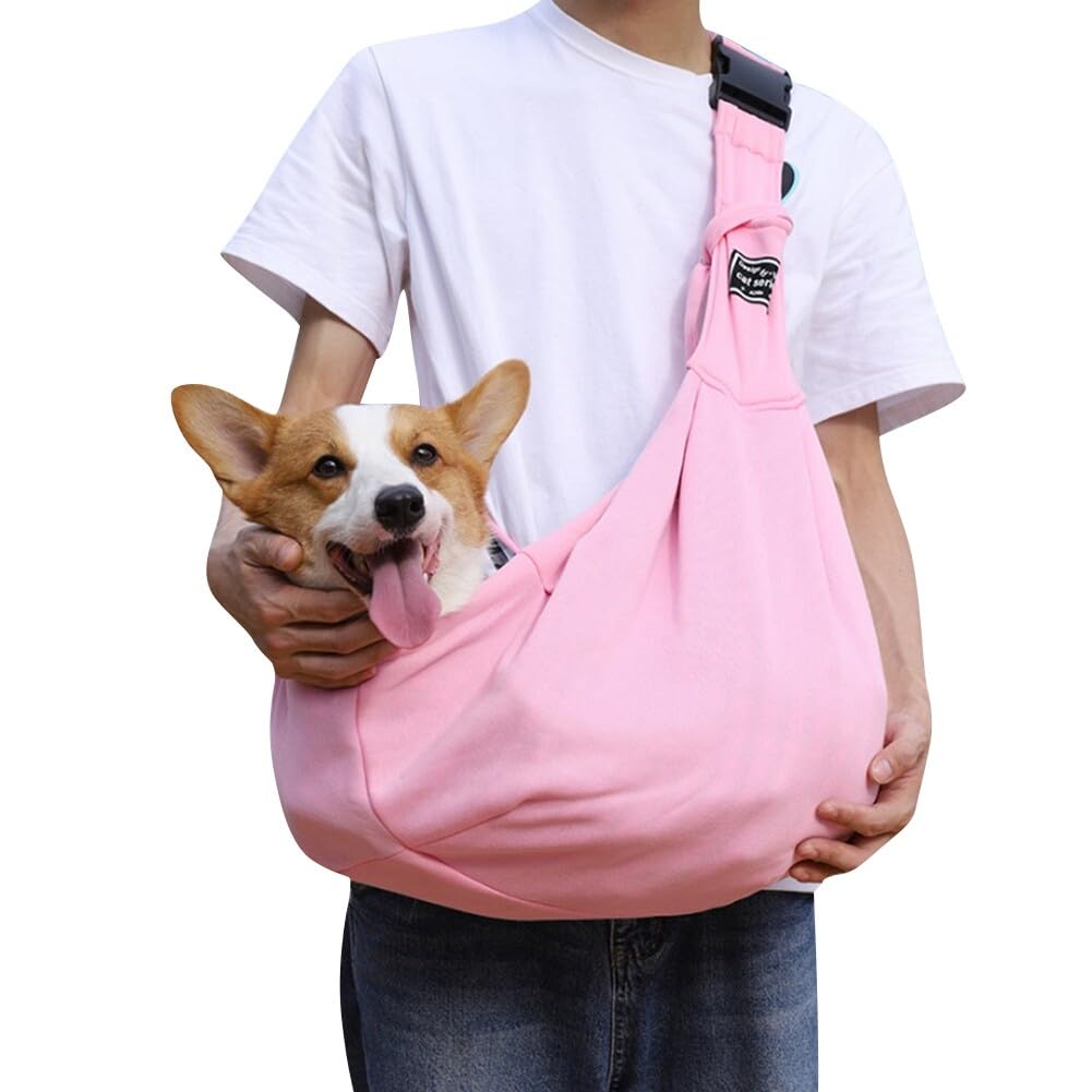 Small Dog Sling Carrie, Dog and Cat Sling Carrier, Hands Free Reversible Pet Papoose Bag, Adjustable Shoulder Strap Dog Carriers Bag for Dogs, Pet Cat