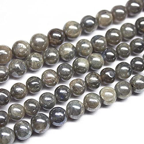 Labradorite argentée mystique perles 7mm de forme ronde lisse lot de 2 rangs 13 pouces