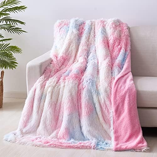 DJY Rainbow Soft Blanket Colorful Fluffy Blanket Flannel Fleece Throw for Kids Cozy Warm Luxury Sherpa Blanket for Bed Couch Sofa 150x200cm