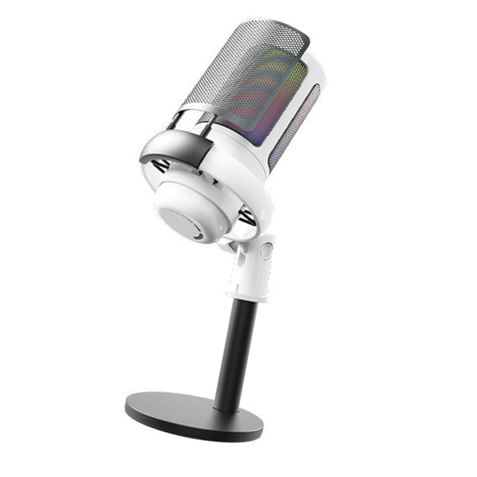 XUZHID Game mic,USB Microphone for PC Gaming Color Lighting Mic Mute Button Condenser with Knob Solid Base