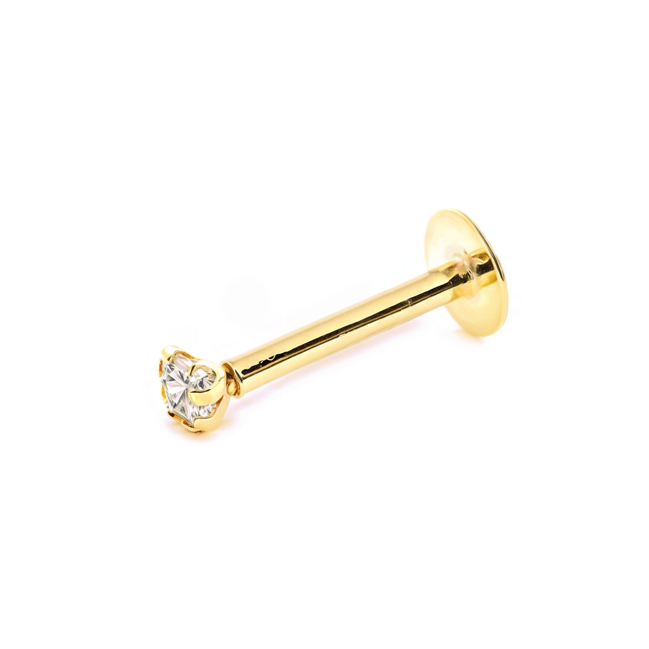 Monde Petit Piercing für Lippe Zirkon 2x2 - Gelbgold 9 Karat (375) - Geschenkbox - Garantiezertifikat