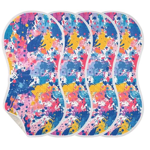2 Pack Baby Burp Cloths, Soft Absorbent Burping Cloths for Babies, Cotton Milk Spit Up Rags, Large Size for Newborns, Baby Boys and Girls (Colorful Painting)3