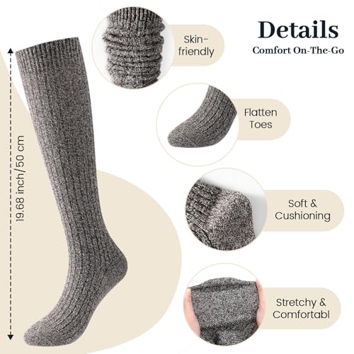 Pleneal 3 Pairs Slouch Scrunch Socks for Women, Long Slouchy Scrunchy Socks, Chunky Knee High Boot Sock3