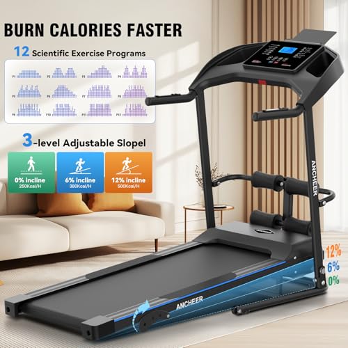 Image of Multifunctional Folding Treadmill with Sit-Up & Incline, 3.5 HP Portable Running Treadmills for Home, 350 LBS Weight Capacity, Smart LCD Display with Heart Rate Monitor & Body Fat Measurement