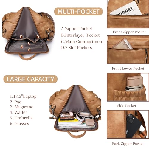 Image of Dora & Liz Womens Backpack Purse Leather Backpack Purse for Women Travel Fashion Backpack Designer Ladies Shoulder Bags
