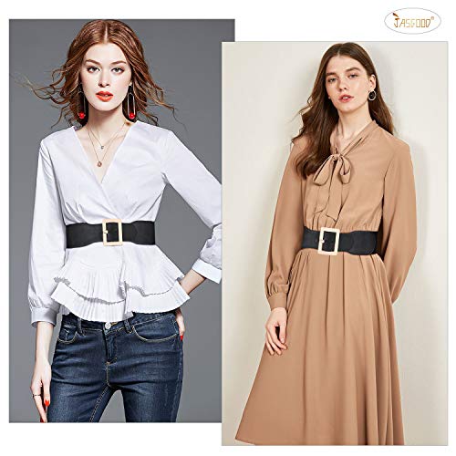 JASGOOD Women Dress Waist Belt Stretchy Elastic Vintage Belts for Dress Santa Belt with Metal Buckle3
