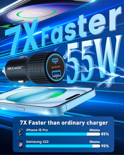Image of Universal 4-in-1 Car Charger | Retractable Cable | 55W Fast Charging | Type-C, Light-ning & USB Ports(55W Car)