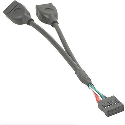 M15S USB Adapter Cable 9-Pin Header to 2x USB 2.0 Female - USB Header Splitter for PC Motherboard, 15 cm