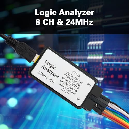 QIQIAZI USB Logic Analyzer 8 Kanäle 24MHZ 5PF mit USB-Kabel und Anschlusskabel kompatibel mit Arduino