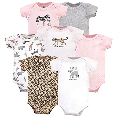 Image of Hudson Baby Baby Girls' Cotton Bodysuits 7-pack