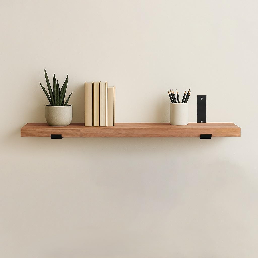 CONSDAN Floating Shelf for Wall Mounted Book Shelf Hanging Shelves Floating Bookshelf for Bedroom, Bathroom, Living Room, Kitchen USA Grown Solid Hardwood, Natural Oak 36x7.5x1.5 in 1 36x7.5x1.5 in