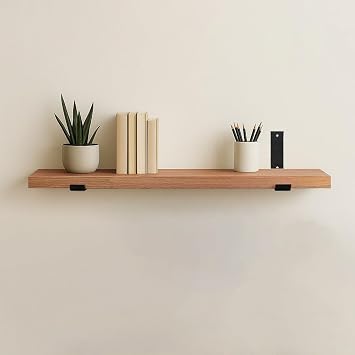 CONSDAN Floating Shelf for Wall Mounted Book Shelf Hanging Shelves Floating Bookshelf for Bedroom, Bathroom, Living Room, Kitchen USA Grown Solid Hardwood, Natural Oak 60x7.5x1.5 in