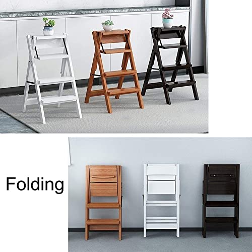 Taburete plegable de madera maciza de 4 escalones doméstico y escalera transformable 4