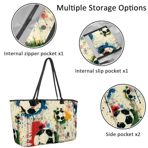 Large Beach Bag for Women, Colorful Musical Notes Pattern Travel Tote with Pockets Waterproof Shoulder Handbag2