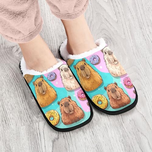 Men Women Winter Doughnut Capybara Graffiti Family Bedroom House Slipper Non-Slip Warm Resistant Slippers4