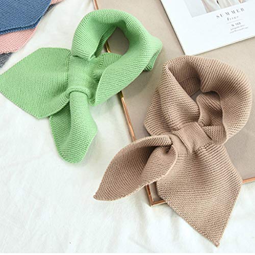 QUQUTWO Women Knitted Cross Collar Scarf Winter Warm Solid Color Loophole Neckerchief Blue4