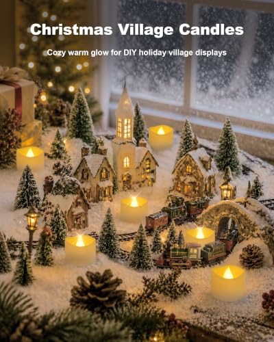 Image of Homemory 100-Pack Flameless Tea Lights Candles Battery Operated, 200+ Hours | Flickering LED Tealights for Weddings, Memorial Services, Candlelight Vigils, Event Venues, Christmas Displays and Banquets