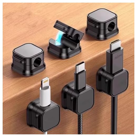 6 Pack Cord Organizer Spring Cable Holder Clips - Desk Cable Management Clips, Adhesive Wire Keeper for Phone Chargers, Nightstand, Wall, Car, and Office -Black